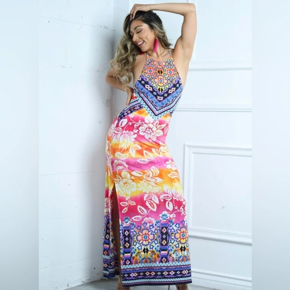 Floral Hawaiian Maxi Dress Size Medium NWOT - Picture 1 of 15